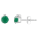 4mm Round Emerald with Diamond Accents 14k White Gold Stud Earrings