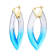 14K Yellow Gold Over Sterling Silver Painted Marquise Hoops in Blue