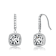 CZ Halo Drop Earrings In Rhodium Over Brass