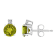 5mm Round Peridot with Diamond Accents 14k White Gold Stud Earrings