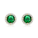 Emerald Color CZ Halo Stud Earrings In 14K Gold Over Brass