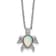 Rhodium Over Sterling Silver Lab Created Opal and Cubic Zirconia Turtle Necklace
