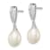Rhodium Over Sterling Silver 7-8mm White Freshwater Cultured Pearl Cubic
Zirconia Dangle Earrings