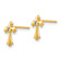 14k Yellow Gold Cubic Zirconia Children's Cross Stud Earrings