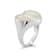 Mother-Of-Pearl Heart Signet Ring In Sterling Silver With CZ Accent