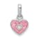 Rhodium Over Sterling Silver Pink Glitter Enameled Heart Children's Pendant
