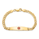 14k Yellow Gold Medical Soft Diamond Shape Red Enamel Curb Link ID Bracelet