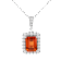 Peach Orange Lab Created Padparadscha Sapphire and Moissanite Sterling
Silver Necklace with chain
