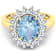 3.69ctw Blue Aquamarine and Diamond 14K Yellow Gold Halo Ring