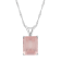 10x8mm Emerald Cut Rose Quartz Rhodium Over Sterling Silver Pendant With Chain