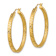 14k Yellow Gold 1 1/2" Satin and Diamond-cut Hoop Earrings