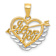 14K Two-tone Gold  Textured and Diamond-Cut I Love You Heart Pendant