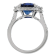 Cushion Blue Sapphire and White Diamond Platinum Ring. 5.33 CTW