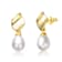 Freshwater Pearl Seashell Drop Earrings In 14K Gold Over Sterling Silver