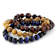 Multi-Color Tiger's Eye Stretchable Bracelet Set Of 3 In Sterling Silver