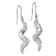 Rhodium Over Sterling Silver Long Twirl Crystal Wave Dangle Earrings