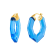 14K Yellow Gold Over Sterling Silver Pear Gem Acrylic Hoops in Blue