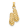 14k Yellow Gold 3D Textured Reversible Key West Double Flip-flop Charm