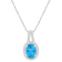 8x6mm Oval Blue Topaz 1/7 ctw Diamond Rhodium Over Sterling Silver Halo
Pendant with Chain