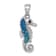 Rhodium Over Sterling Silver Polished Crystal Seahorse Pendant