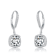 CZ Halo Square Drop Earrings In Sterling Silver