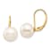 14K Yellow Gold 9-10mm White Round Freshwater Cultured Pearl Leverback Earrings