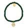 Yellow Stainless Steel Polished Dove Green Jade Beaded Stretch Bracelet