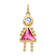 10k Yellow Gold Pink Tourmaline Simulant October Birthstone and Clear
Cubic Zirconia Girl Charm