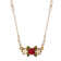 Yellow Base Metal Faux Pearl Red Enamel Flower Necklace 16 inch Adj.