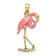 10K Yellow Gold 3D Pink Enameled Flamingo Charm