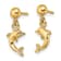 14k Yellow Gold Mini Jumping Dolphin Dangle Earrings