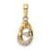 14k Two-tone Gold Diamond-Cut Mother and Baby Teardrop Pendant