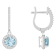 6mm Round Aquamarine 1/3 ctw Diamond Rhodium Over Sterling Silver Halo
Dangle Earrings