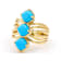 Turquoise Three-Stone Ring In 18K Gold Over Sterling Silver