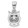 Rhodium Over Sterling Silver Black and White Cubic Zirconia Owl Pendant