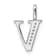 14K White Gold Diamond Letter V Initial Pendant
