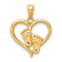 14k Yellow Gold Baby Feet Heart Pendant