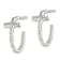 Rhodium Over Sterling Silver Cubic Zirconia Cross Hoop Earrings