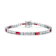 Ruby Color CZ And White CZ Tennis Bracelet In Sterling Silver