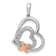14k White Gold and 14k Rose Gold Diamond Entwined Hearts Pendant
