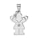 Rhodium Over 14k White Gold Satin Diamond Kid with Bow Pendant