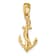 14k Yellow Gold 3D Solid Polished Anchor Pendant
