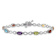 Rhodium Over 10k White Gold Multi-Gemstone and Diamond Infinity Bracelet