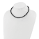 Stainless Steel Polished 6mm Woven Black Leather 19.5 Inch Necklace