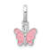 Rhodium Over Sterling Silver Pink Enameled Butterfly Children's Pendant