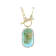 Bi-Color Turquoise Rectangular Cushion Paperclip Pendant Necklace In 18K
Gold Over Sterling Silver