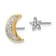 14K White Gold and 14K Yellow Gold Moon and Star Diamond Mis-match Stud Earrings