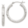 Sterling Silver Diamond-cut Satin 3x25mm Hoop Earrings