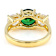 Green And White CZ 3-Stone Ring In 18K Gold Over Sterling Silver