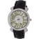 Adee Kaye Women's Flushy White Bezel, Black Leather Strap Watch